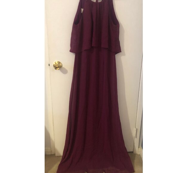 Davids Bridal Sleeveless Wine color sangria long dress size 8 - Picture 3 of 9
